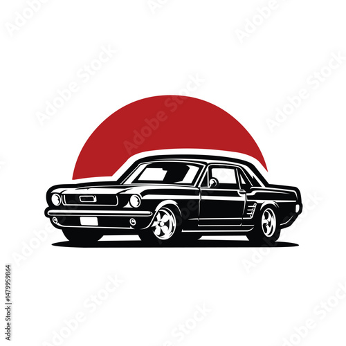 Classic American Muscle Car Vector Isolated