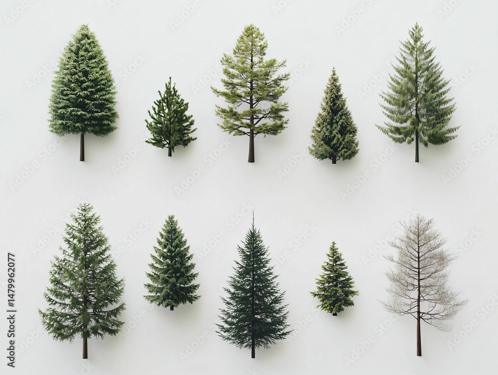 Fototapeta premium Collection of Various Tree Types Representing Different Seasons