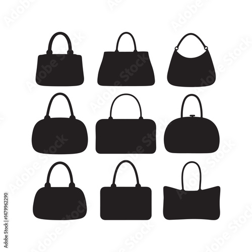 Handbag Silhouettes Set – Black Vector Clipart Design on White Background