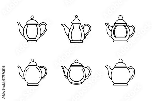 teapot icon line art vector illustration