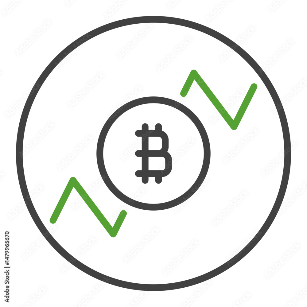 Obraz premium Bitcoin Long Position vector Trading circle shaped icon or sign in thin line style
