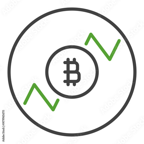 Bitcoin Long Position vector Trading circle shaped icon or sign in thin line style