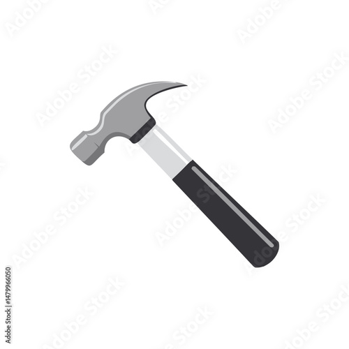 Minimalist Hammer Icon on White Background - Simple Construction Tool Illustration.