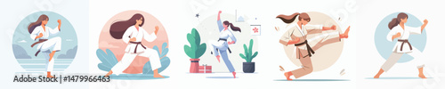 karate woman character vector