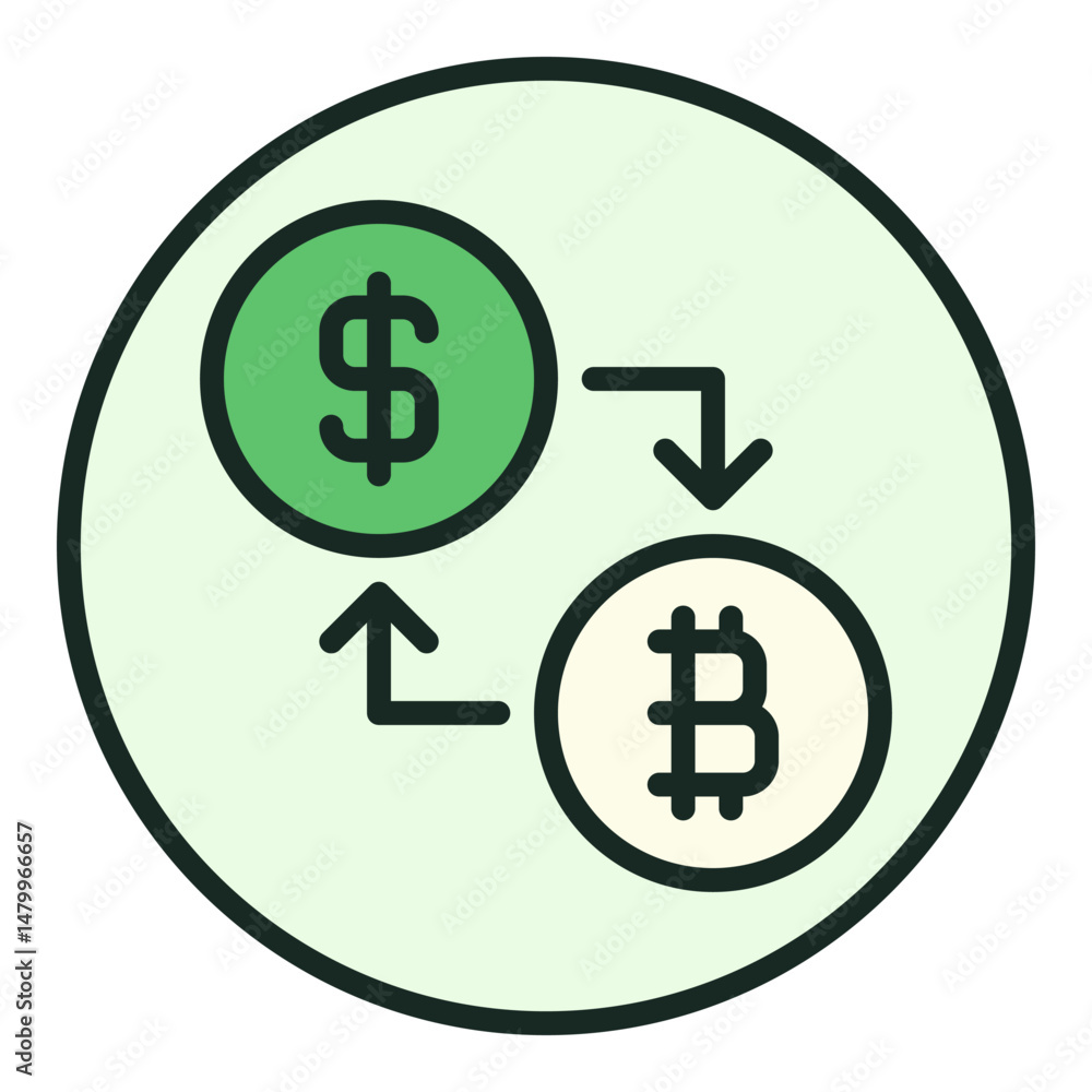 Obraz premium BTC and Dollar vector Trading colored round icon or logo element