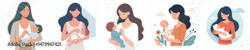 vector character woman carrying baby