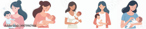 vector character woman carrying baby