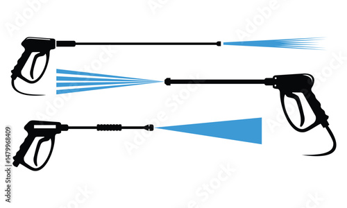 Pressure washing gun logo design icon set vector template