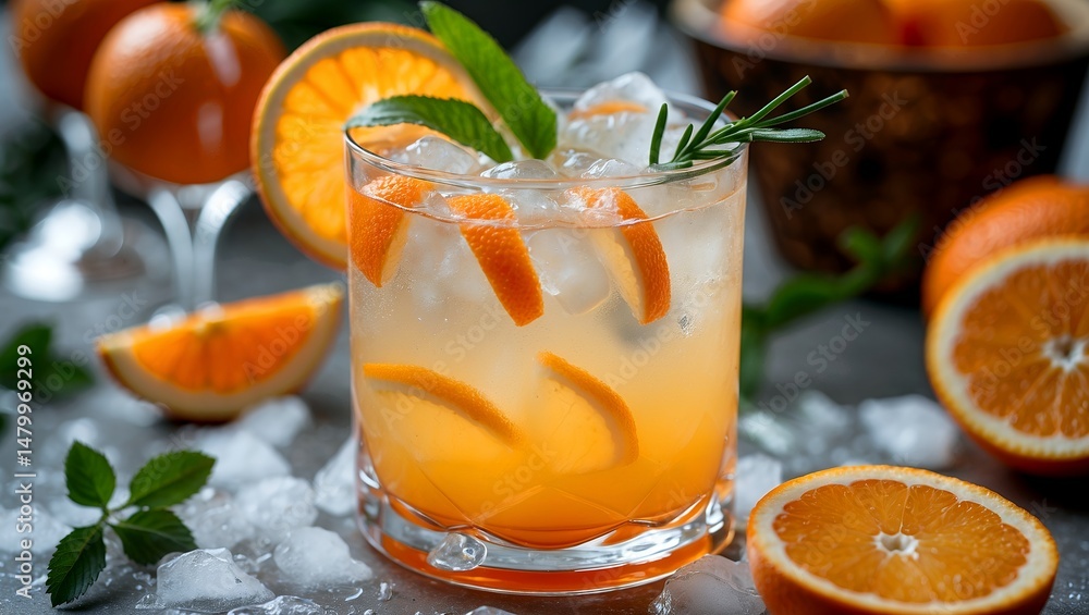 Fototapeta premium Refreshing orange cocktail garnished for enjoyment