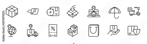 Pack of logistics and delivery vector icons