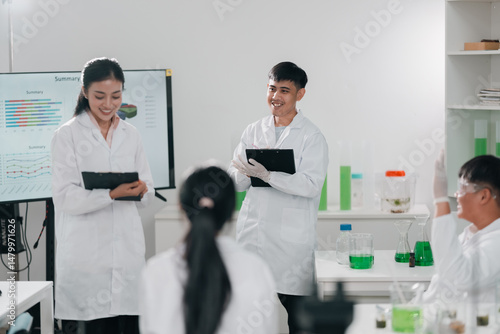 Researchers presenting scie...