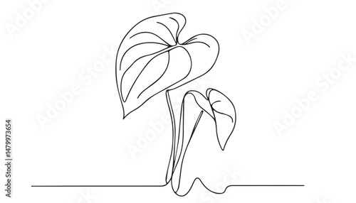 Continuous one single minimal line drawing Laceleaf