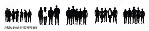  Set of General Adult People Silhouette, vector on isolated white background.