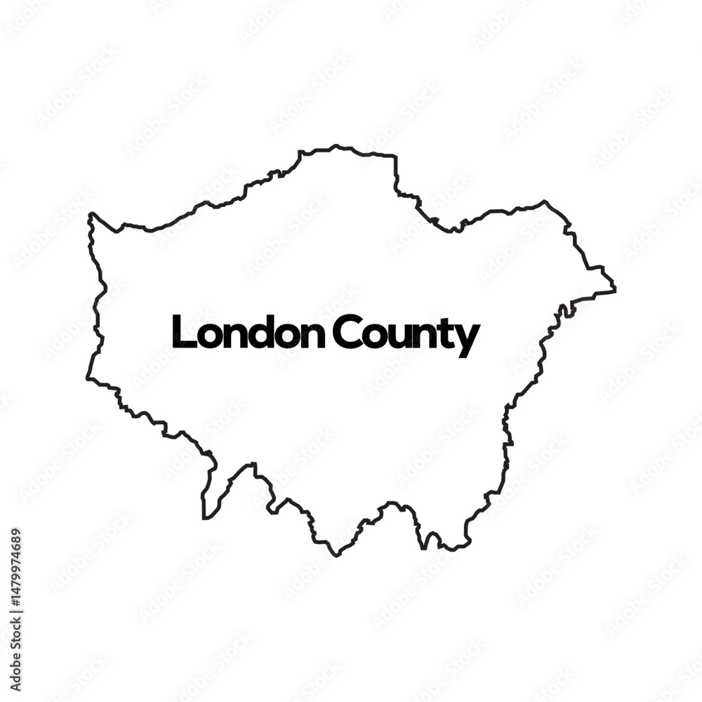 Greater London vector silhouette map isolated on white background template. London map of main town in United Kingdom and in England county Greater London vector silhouette map isolated on white background template. London map of main town in United Kingdom and in England county