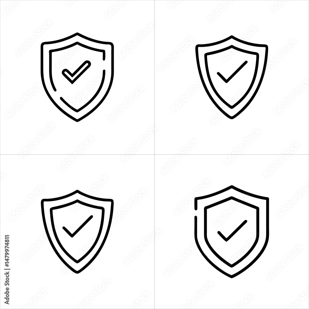 Shield with Checkmark Security & Protection icon set Shield with Checkmark Security & Protection icon set