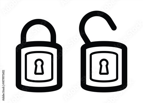 lock and unlock icon in general style. Security padlock sign. Privacy protection symbol.