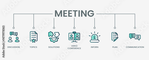 Meeting set icon with modern green concept