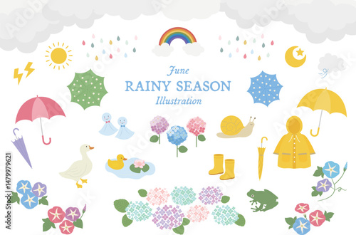 Rainyseason,梅雨イラストセット