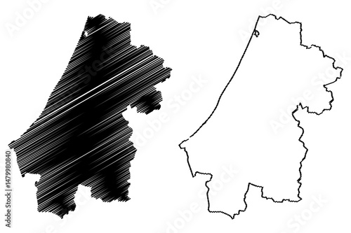 Rabat-Sale-Kenitra Region (Administrative divisions of Morocco, Kingdom of Morocco, Regions of Morocco) map vector illustration, scribble sketch Errbat-Sla-Qnitra map