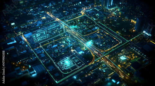 Aerial View Of Illuminated City At Night