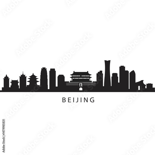 Beijing Skyline China Vector Silhouette.