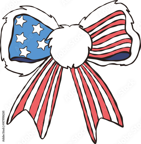 America flag Bow PNG, Trendy Shirt Design, Coquette Design Pattern, Independence Day bow.