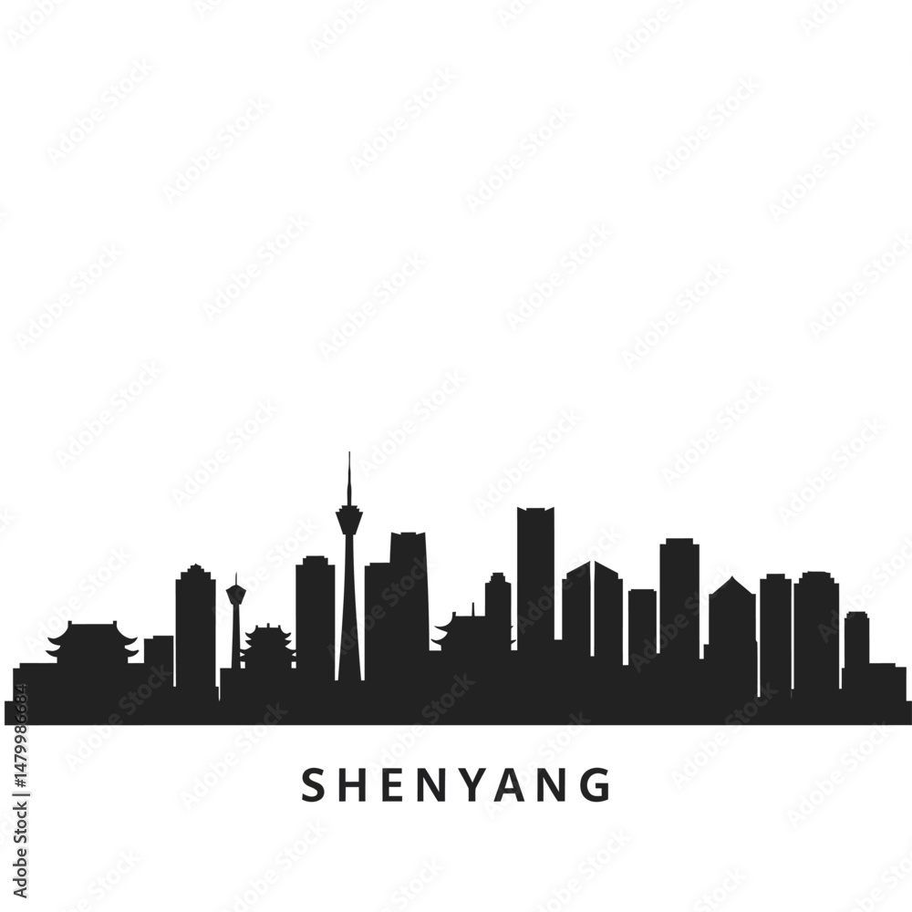 Fototapeta premium Shenyang Skyline Silhouette with China, and Cityscape.