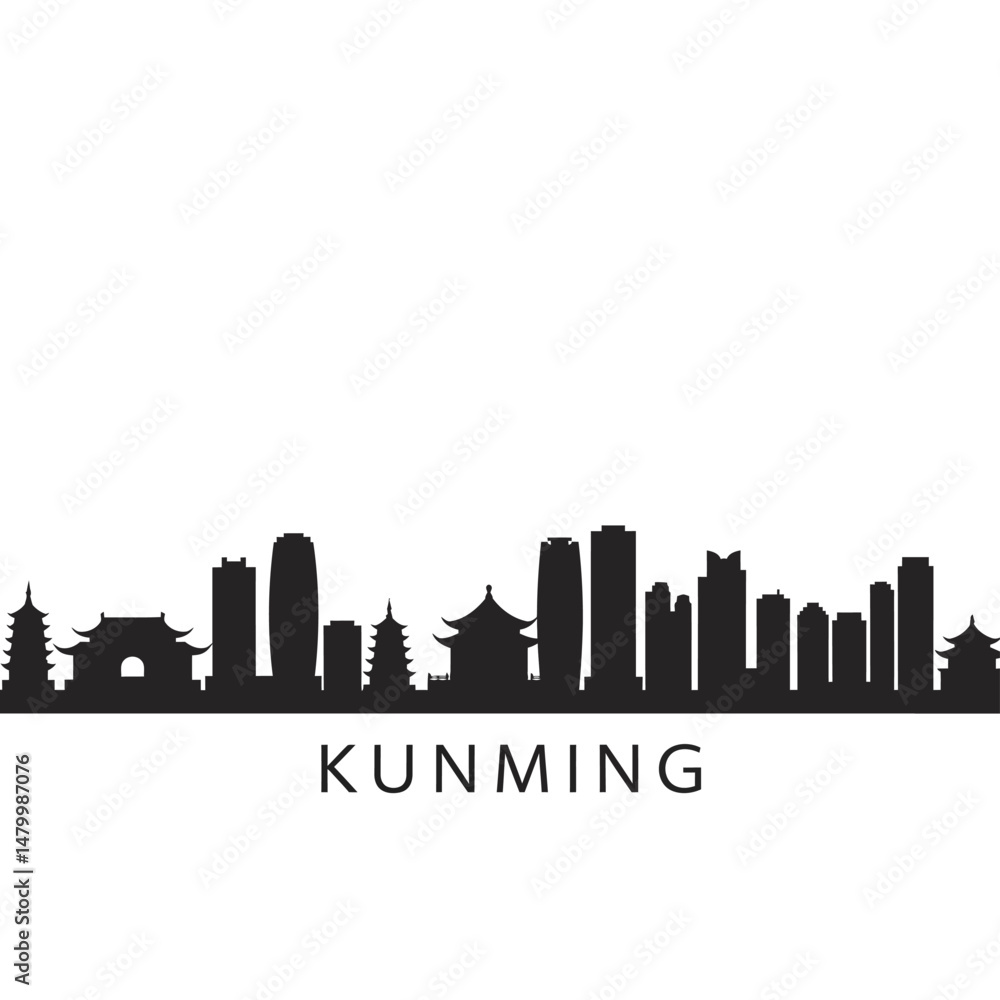 Naklejka premium Kunming Skyline City Silhouette China.