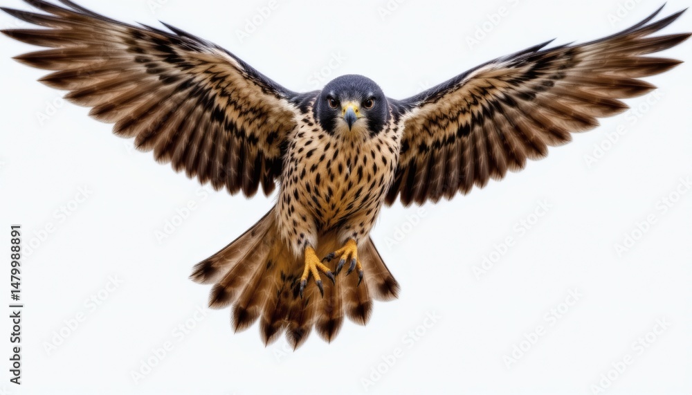 Fototapeta premium a fierce falcon, white background, sharp talons, swift wings, 4k resolution