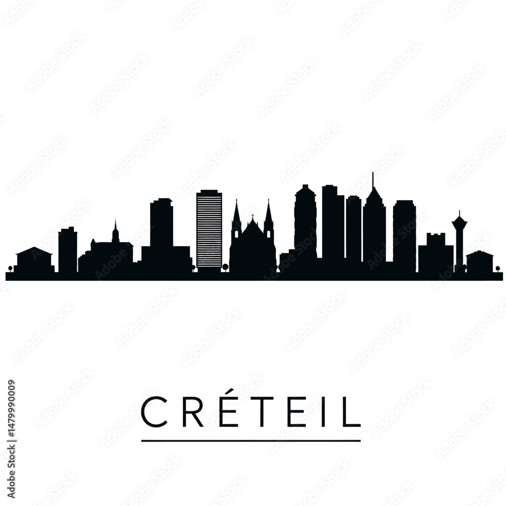 Naklejka premium Crteil Skyline City Silhouette France Vector.