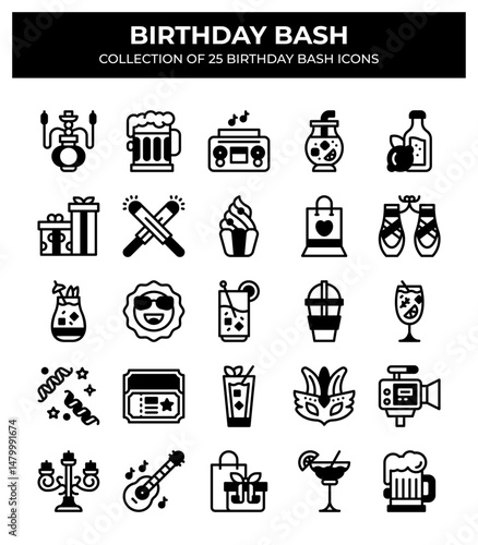 Birthday Bash. Collection of 25 Birthday Party Icons