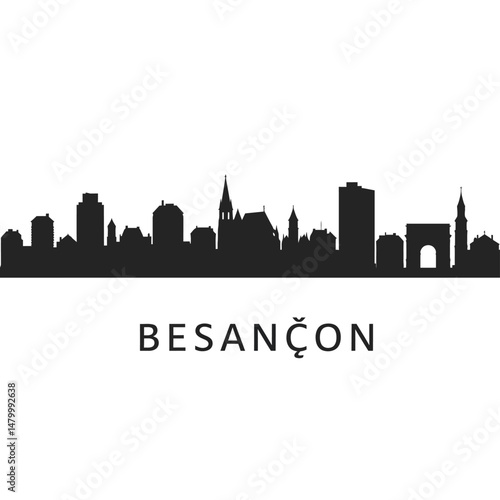Besancon France Skyline Silhouette Black.