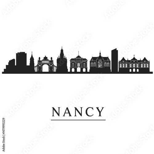 Nancy skyline France city silhouette Vector.