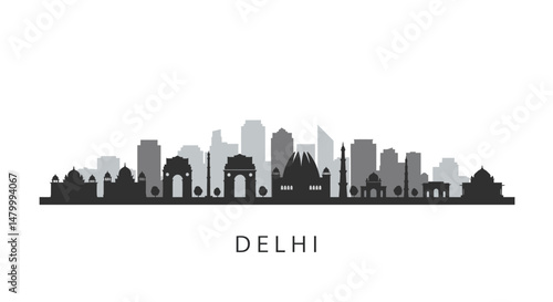 Delhi India Skyline Silhouette.