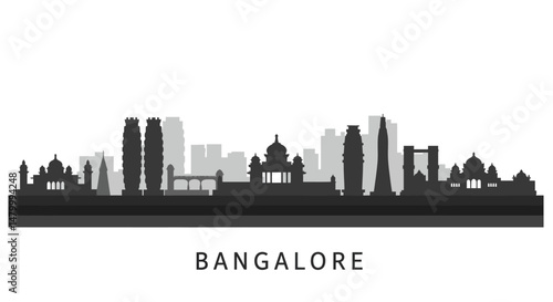 Bangalore Skyline Silhouette with Cityscape India.