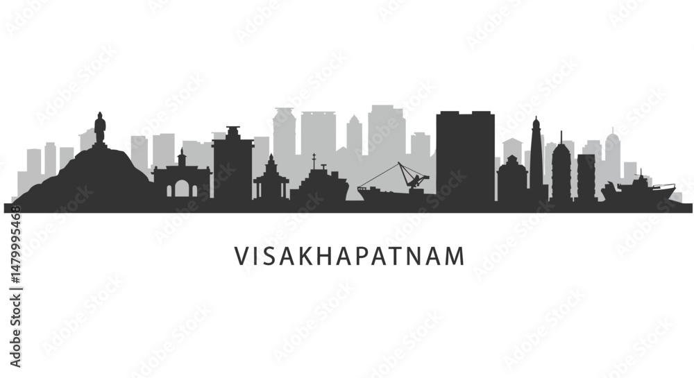 Fototapeta premium Visakhapatnam Skyline with India Cityscape Silhouette.