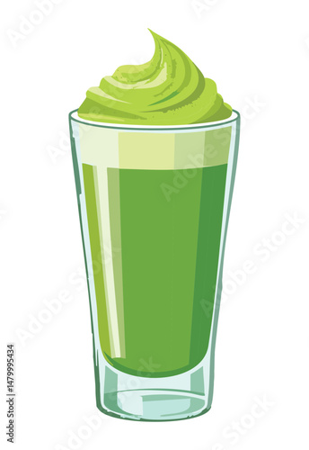 Healthy Green Tea Smoothie - Vector Illustration