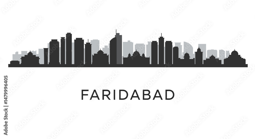 Fototapeta premium Faridabad City Skyline Silhouette Vector.