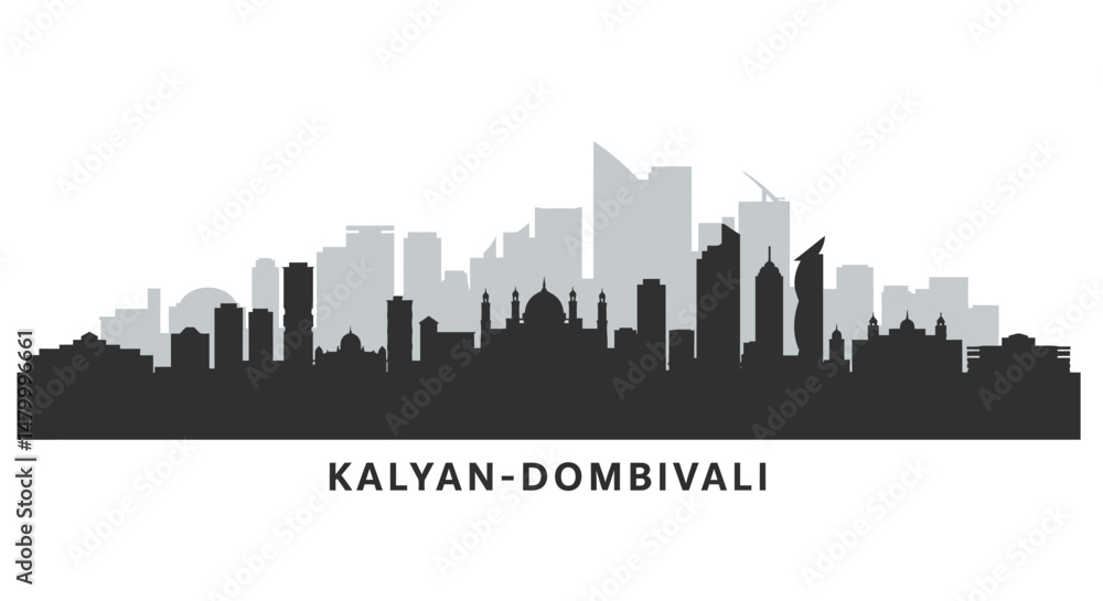 KalyanDombivali Skyline with India Cityscape Vector. KalyanDombivali Skyline with India Cityscape Vector.
