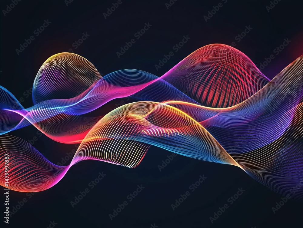 Fototapeta premium Colorful Abstract Wave Pattern with Light Trails and Fluid Motion