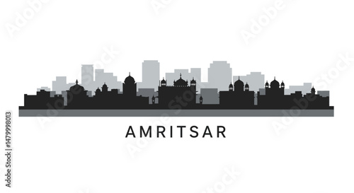 Amritsar Skyline Silhouette with India, and Cityscape.