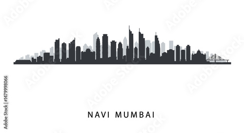 Navi Mumbai skyline silhouette with India.