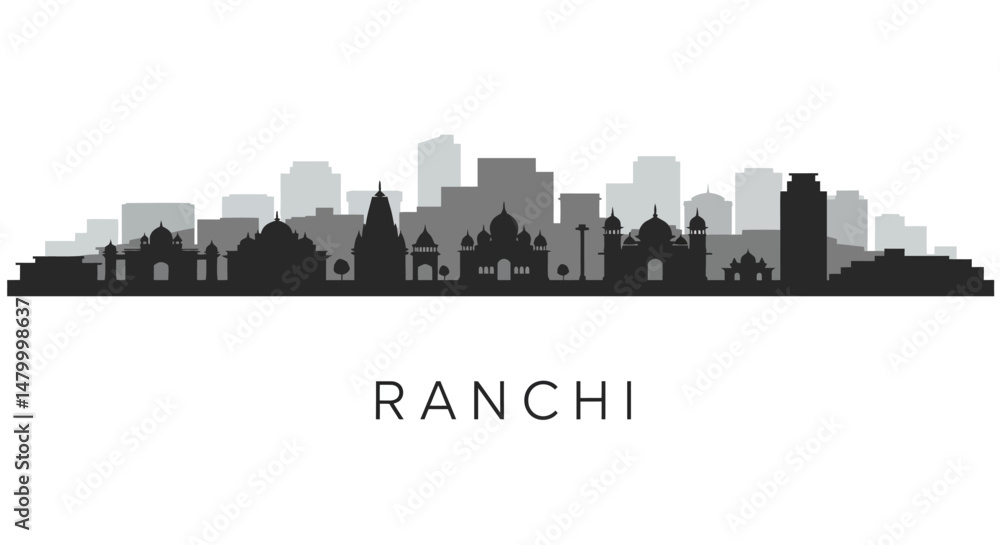 Fototapeta premium Ranchi Skyline India City Silhouette.