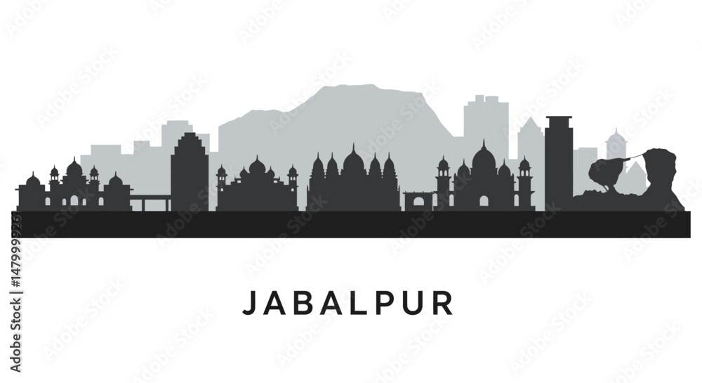 Fototapeta premium Jabalpur City Skyline Vector Silhouette.