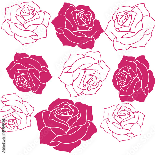 Seamless Pattern of Roses