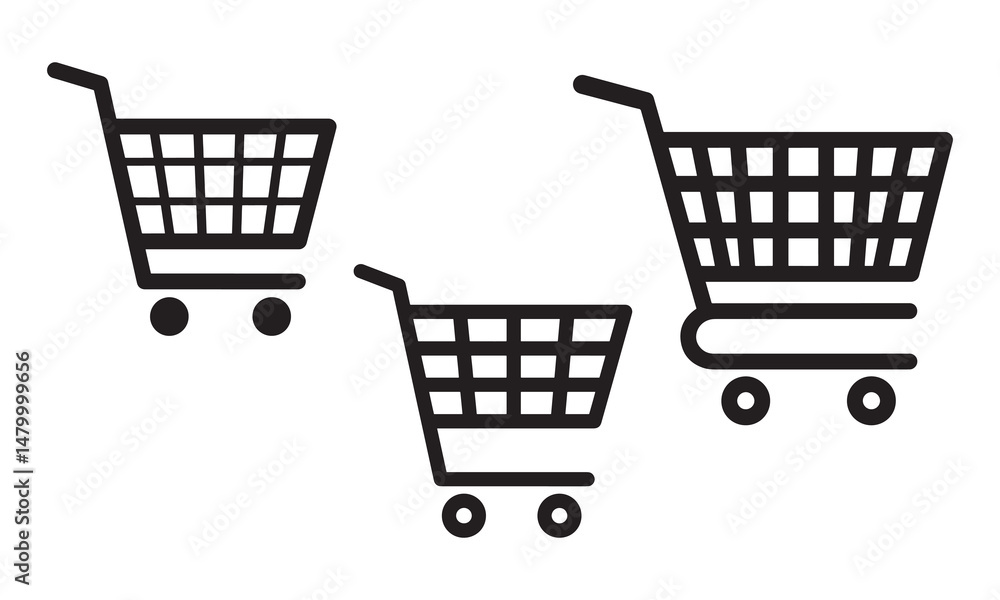 Shopping Cart Icon Black and White Vector Illustration Shopping Cart Icon Black and White Vector Illustration