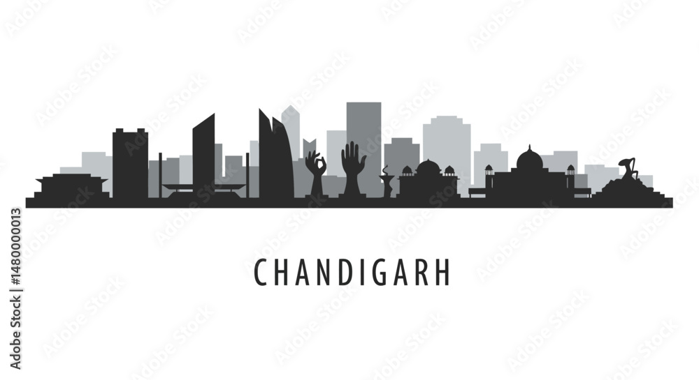 Chandigarh with India Skyline Cityscape. Chandigarh with India Skyline Cityscape.