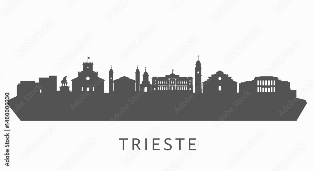 Fototapeta premium Trieste Skyline Silhouette Italy Vector.