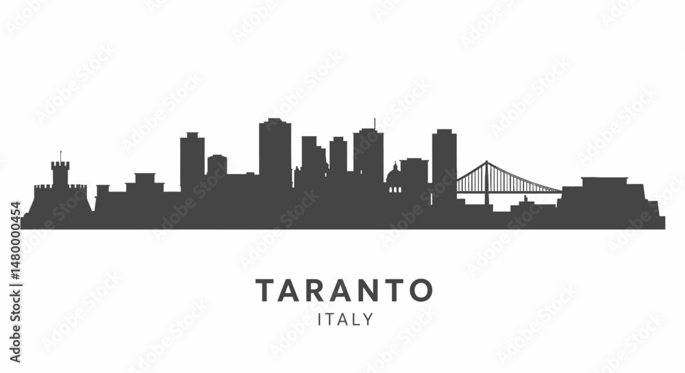 Fototapeta premium Taranto Italy Cityscape Skyline Silhouette.