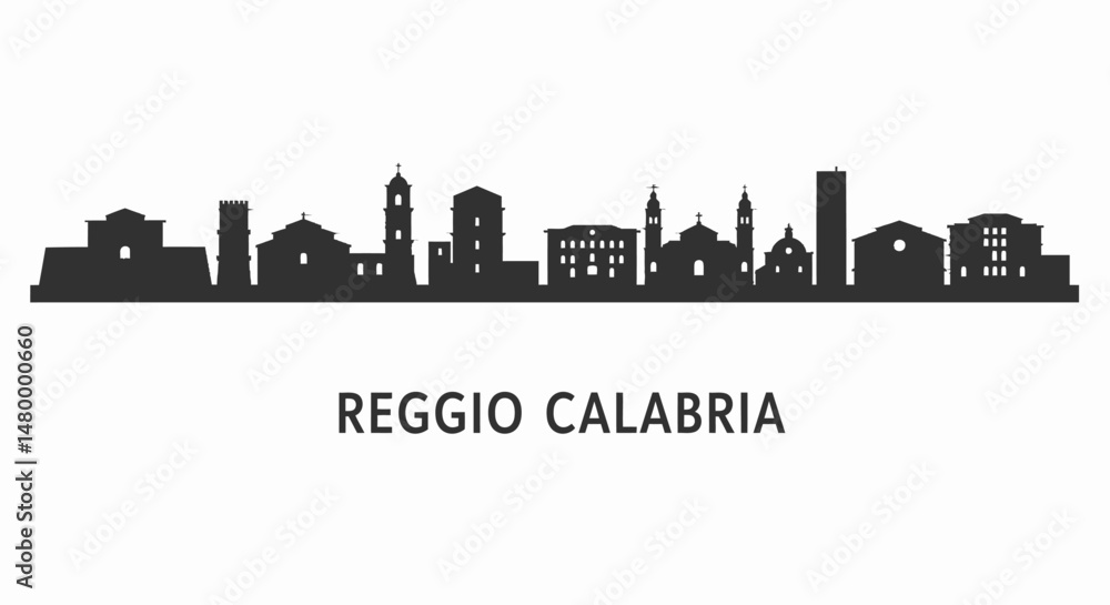 Fototapeta premium Reggio Calabria skyline silhouette with Italy.